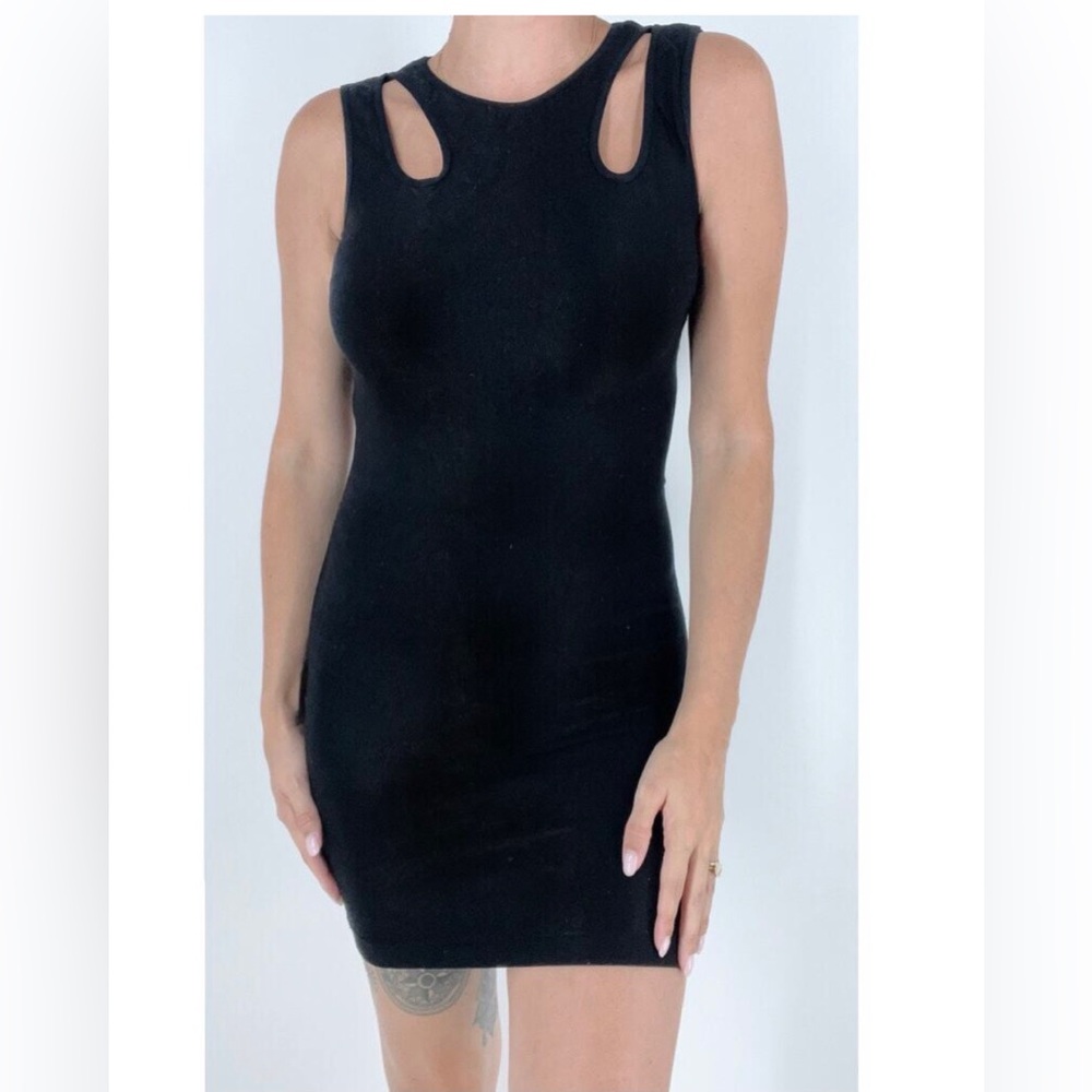 Bebe Y2K Black Bodycon Cut Out Mini Dress Size Medium